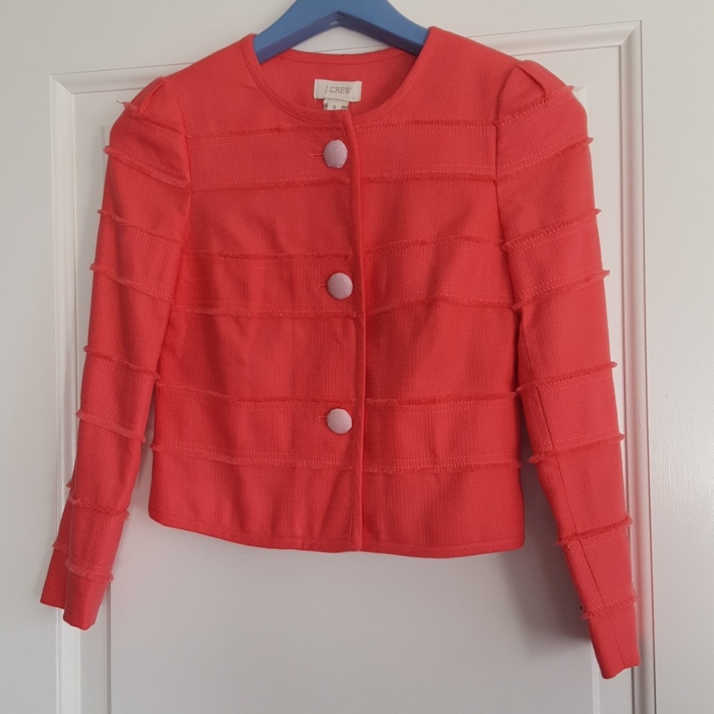 NEW J.Crew Pink Cropped Fray Jacket